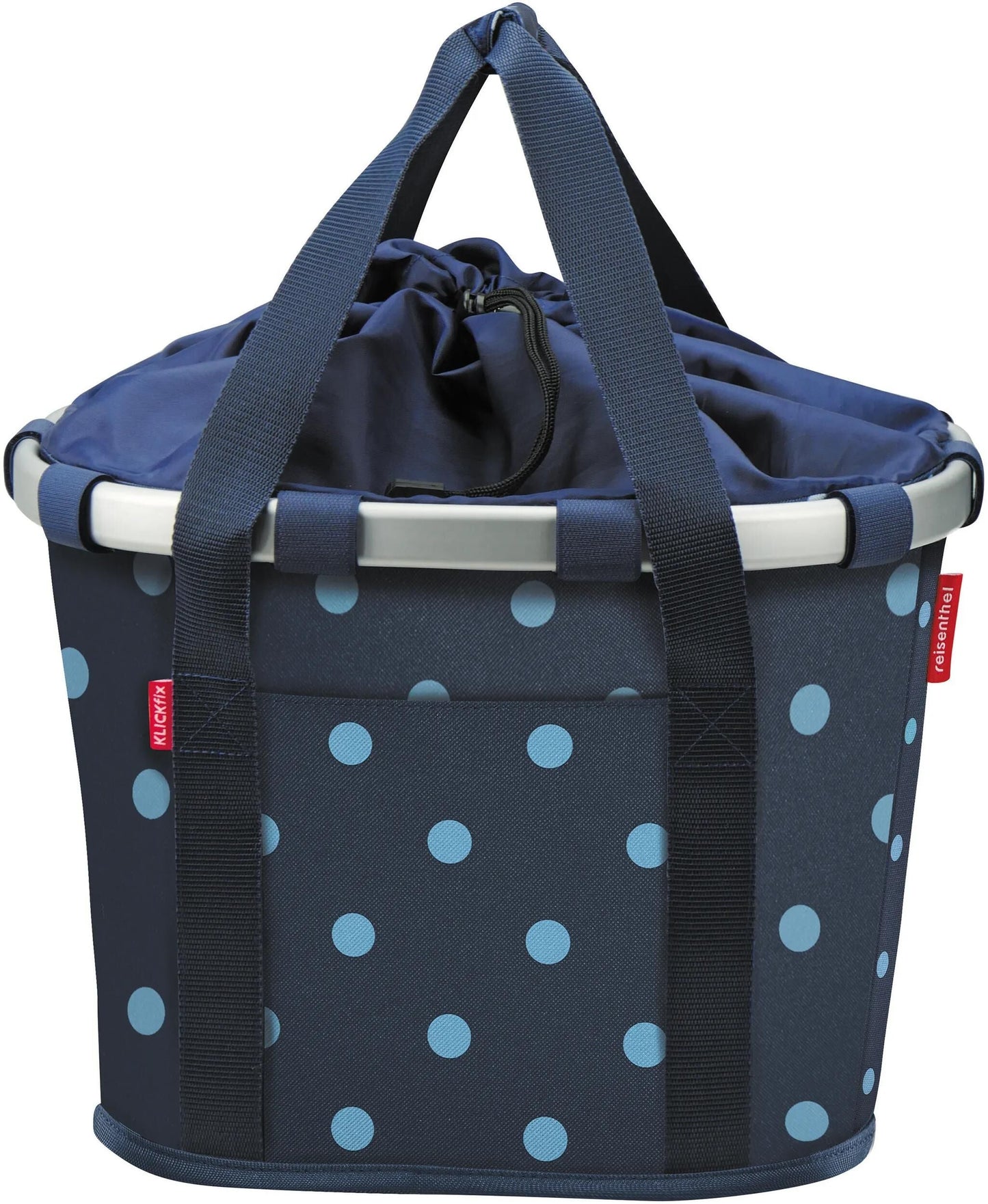 Klickfix rixen kaul shopper bag bikebasket shop.bag r k bikebasket mixed dots blue
